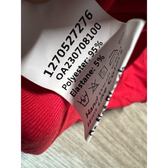 Commense NWT Red Semi-Sheer Off-Shoulder Mesh Long Sleeve Long Dress - Picture 4 of 7